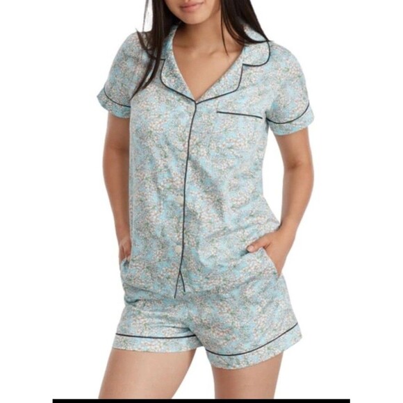 Bed Head Pajamas Set Short Sleeves Shorts Flannel Medium Organic Cotton Lounge - Picture 1 of 15